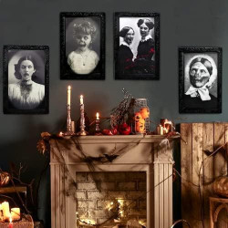 Décoration Halloween, Portraits Effrayants, Visages Changeants 3D en situation