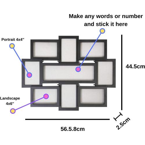 Présentation de Cadre photo multi panneaux personnalisable ARPAN Noir en situation