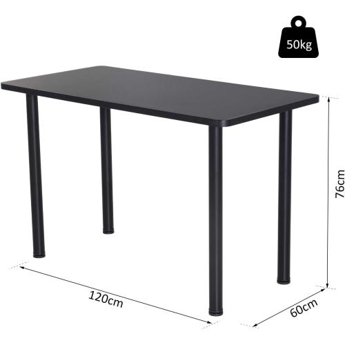 Présentation de Zoom sur Table à Manger Contemporaine Bois, Pieds Acier Inoxydable Noir