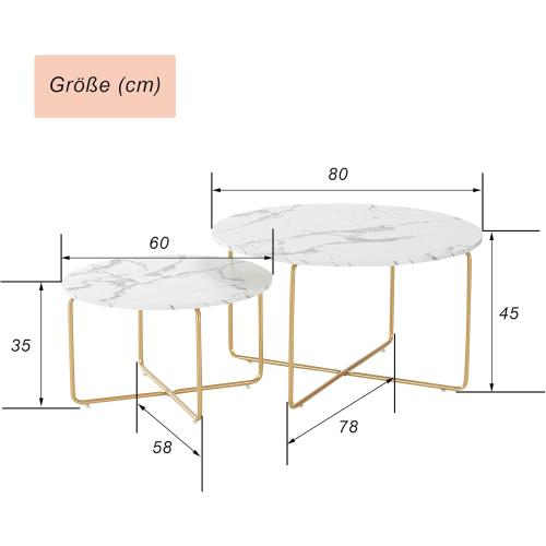 Présentation de Zoom sur Tables basses marbre blanc, Generique, lot de 2