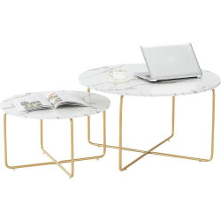 Présentation Tables basses marbre blanc, Generique, lot de 2