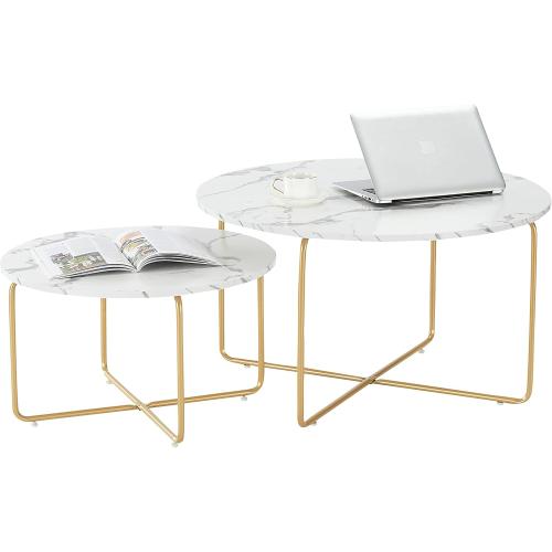 Présentation de Présentation Tables basses marbre blanc, Generique, lot de 2