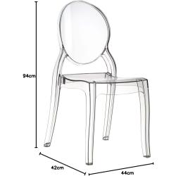 Chaises Brera Polycarbonate Transparent, Lot de 4 Empilables en situation