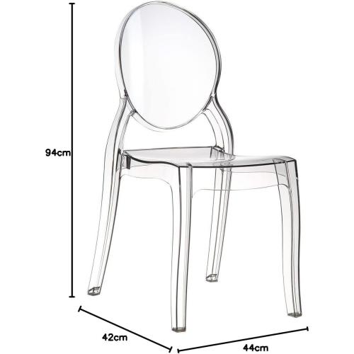 Présentation de Chaises Brera Polycarbonate Transparent, Lot de 4 Empilables en situation