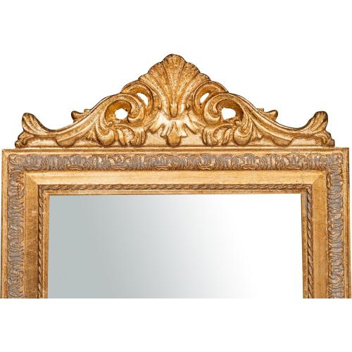 Présentation de Zoom sur Miroir sur Pied Biscottini, Finition Dorée Antique, Élégance