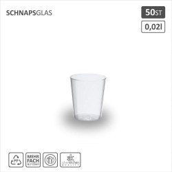 Silverkitchen 50 Verres Liqueur Plastique Incassables Transparents en situation