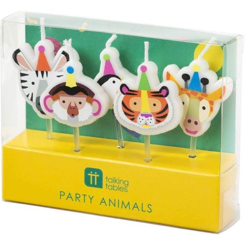 Présentation de Zoom sur Bougies Anniversaire Animaux Multicolores, Lot de 5