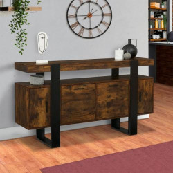 Buffet IDMarket 140 cm Phoenix, Bois Effet Vieilli, Noir en situation