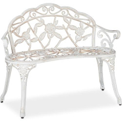 Présentation Banc de Jardin Relaxdays, 2 sièges, Aluminium, Fonte, Rose