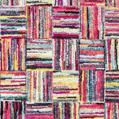 Présentation de Zoom sur Tapis d'Entrée Intérieur Multicolore, Design Géométrique Moderne