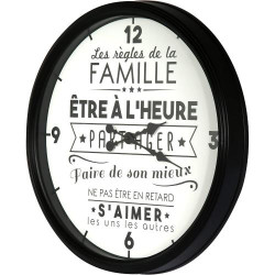 Présentation Horloge La Vie en Famille HOME DECO FACTORY, Noir