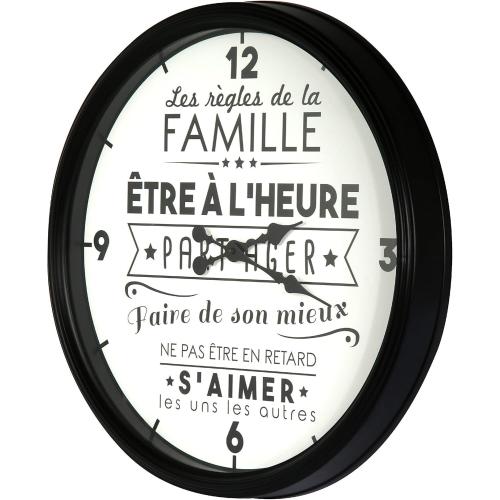 Présentation de Présentation Horloge La Vie en Famille HOME DECO FACTORY, Noir