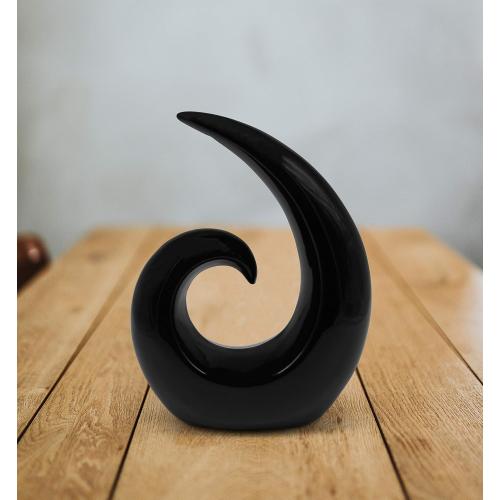 Présentation de Zoom sur Sculpture céramique élégante noire, décoration moderne spirale