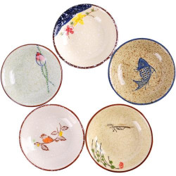 Présentation WHJY Assiettes en Porcelaine Japonaise, Set 5 pièces