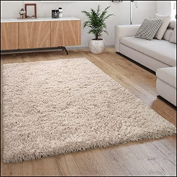 Présentation Tapis Moelleux Moderne Shaggy Style Flokati Beige Confortable Paco Home