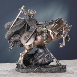 Statue Guerrier Viking Veronese Design, Sculpture Cheval en situation