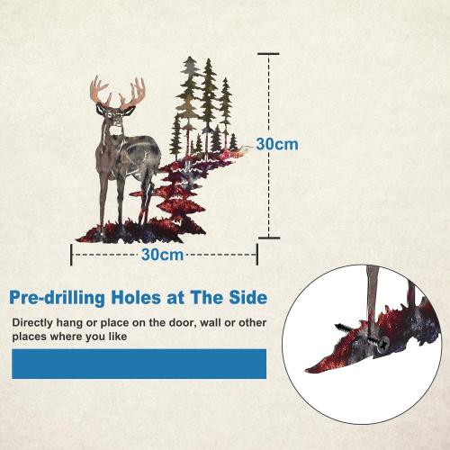 Présentation de Décoration murale cerf métal, arbre montagne, intérieur extérieur en situation