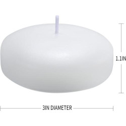 Bougies flottantes blanches non parfumées Flamecan, lot 12 en situation