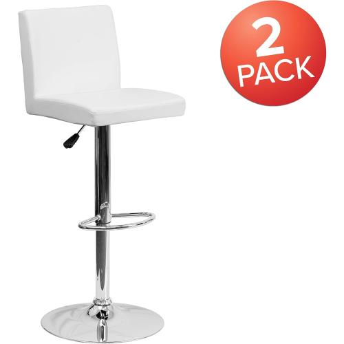 Présentation de Zoom sur Tabourets de Bar Contemporains Vinyle Blanc Flash Furniture