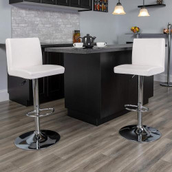 Tabourets de Bar Contemporains Vinyle Blanc Flash Furniture en situation