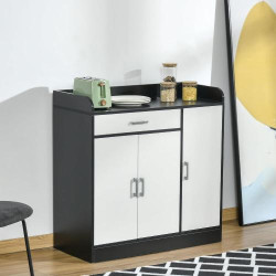 HOMCOM Meuble Cuisine Moderne Noir, Blanc, MDF, 2 Armoires en situation