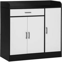 Présentation HOMCOM Meuble Cuisine Moderne Noir, Blanc, MDF, 2 Armoires