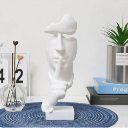 Asng Sculpture Abstraite Homme, Statue Penseur Blanc en situation