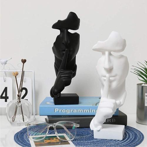 Présentation de Zoom sur Asng Sculpture Abstraite Homme, Statue Penseur Blanc