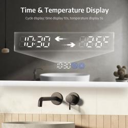 Miroir Salle de Bain LED, Horloge, Variateur, Désembueur en situation