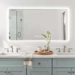 Présentation Miroir Salle de Bain LED, Horloge, Variateur, Désembueur