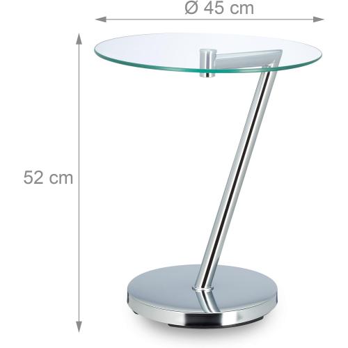 Présentation de Zoom sur Table d'appoint ronde verre clair, argentée, café console