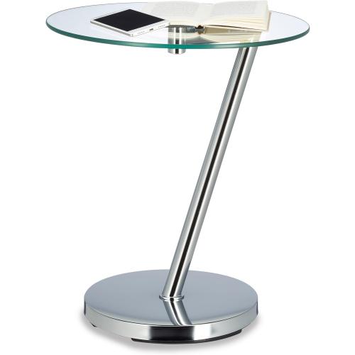 Présentation de Présentation Table d'appoint ronde verre clair, argentée, café console