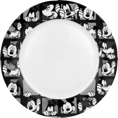 Présentation de Présentation Assiettes à dîner Mickey, lot de 4, motif grille