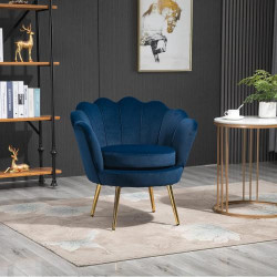 Fauteuil Vintage Velours Bleu Homcom, Design Élégant en situation