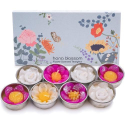 Présentation Coffret Cadeau 8 Bougies Fleurs Parfumées Hana Blossom