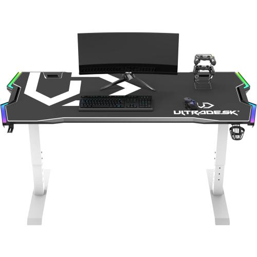 Présentation de Zoom sur Bureau Gaming Ultradesk Force, Réglable, LED RGB, Rangement