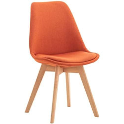 Présentation Chaise Salle à Manger Linares Design Velours Orange Structure Bois