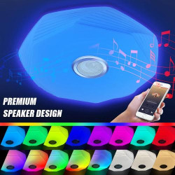 Plafonnier LED Dimmable CheDux, Bluetooth, RGB, Télécommande en situation