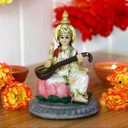 Statue Saraswati, Idole Hindoue, Décor Diwali, Sculpture en situation