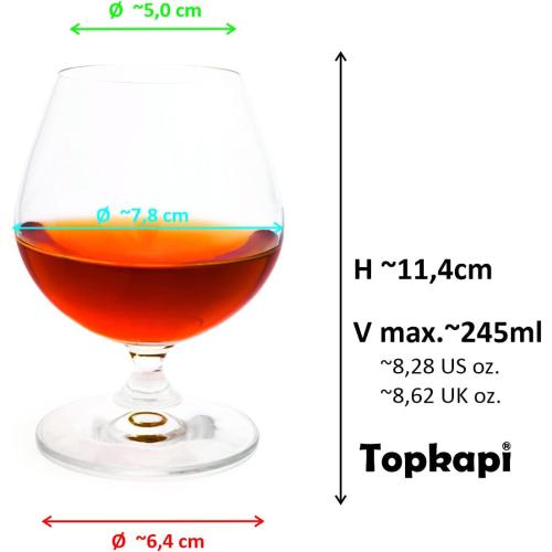 Présentation de Zoom sur Topkapi Lot 6 Verres Cognac Transparent 250 ml