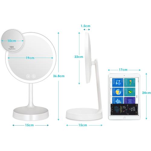 Présentation de Miroir Maquillage Lumineux Auxmir, Grossissant 10X, LED en situation