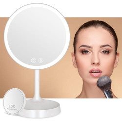 Présentation Miroir Maquillage Lumineux Auxmir, Grossissant 10X, LED