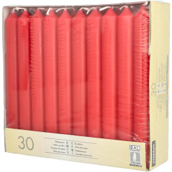 Bougies Tafelkerzen rouges, 30 pièces, diamètre 2,15 cm en situation