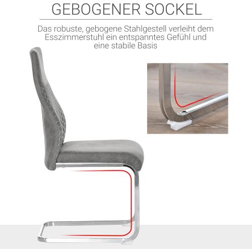 Présentation de Zoom sur Chaises salle à manger Velvet Touch Acier Gris Homcom