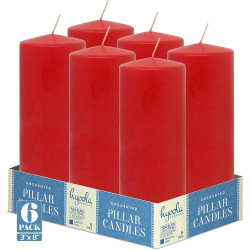 Bougies Piliers Rouges Inodores Hyoola, Pack de 6 en situation