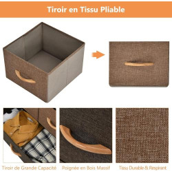 Commode COSTWAY 7 Tiroirs Tissu, Poignée Bois, Rangement en situation