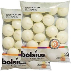 Présentation Bougies Flottantes Bolsius, 20 unités, couleur Ivoire