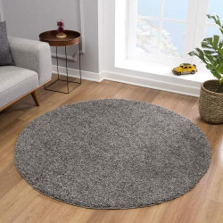 Présentation Tapis Rond Gris, Qualité Supérieure, Certifié Oeko-Tex