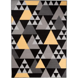 TAPISO Tapis Moderne Jaune Gris Noir Géométrique en situation