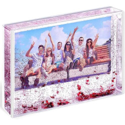 Cadre photo acrylique paillettes rouge Draxdlche en situation